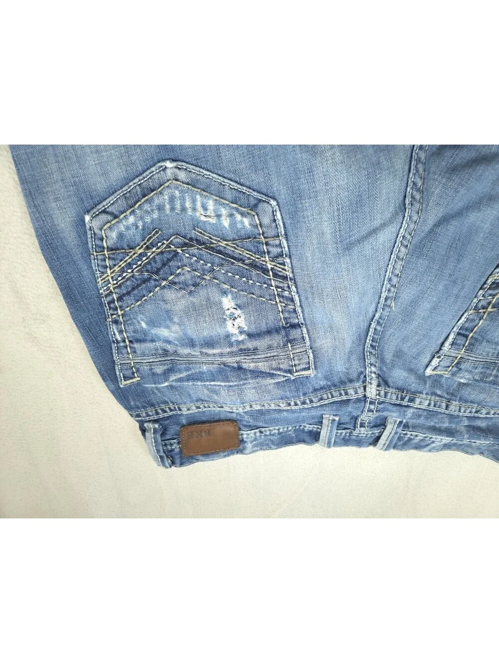 BKE Buckle Shorts Mens 36 Tyler Straight Denim Jorts Cutoffs Light Stone Stretch